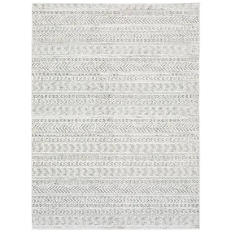10' X 13' White And Gray Geometric Distressed Area Rug