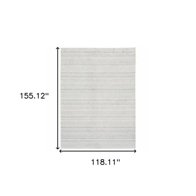 10' X 13' White And Gray Geometric Distressed Area Rug