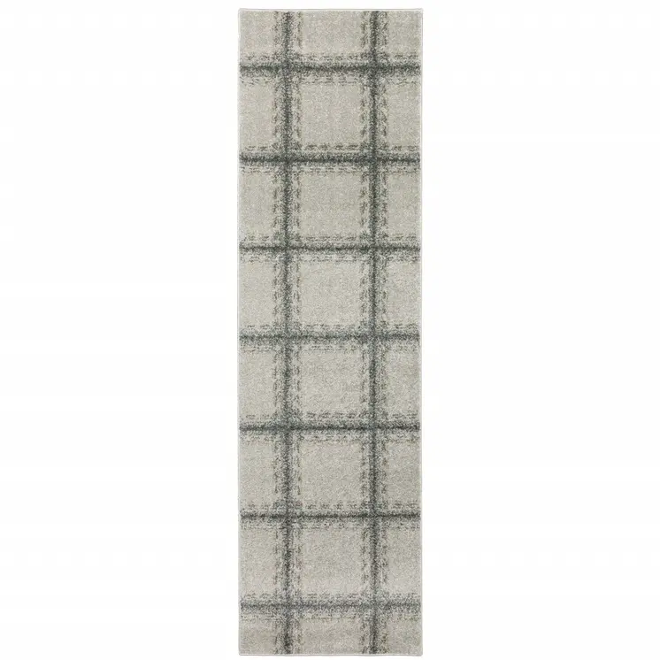 8' Gray Geometric Runner Rug
