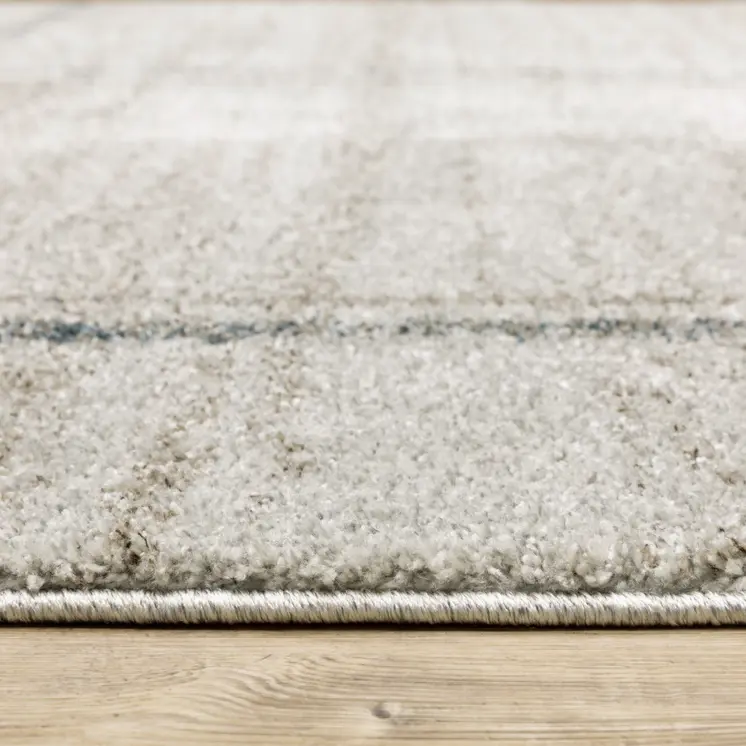 5' X 8' Grey Teal Beige and Tan Geometric Power Loom Area Rug
