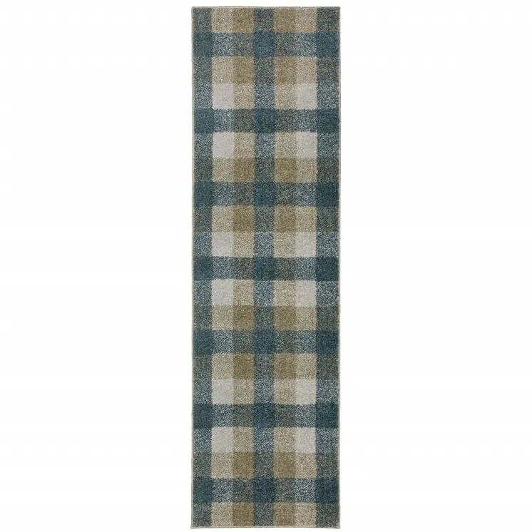 8' Tan And Gray Geometric Runner Rug