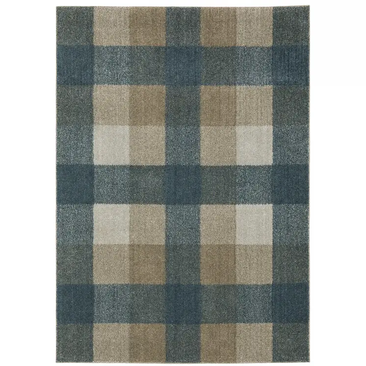 7' X 10' Tan and Gray Geometric Power Loom Area Rug