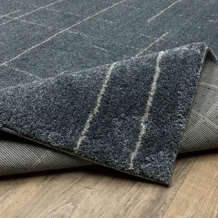 8' Blue And Gray Geometric Runner Rug