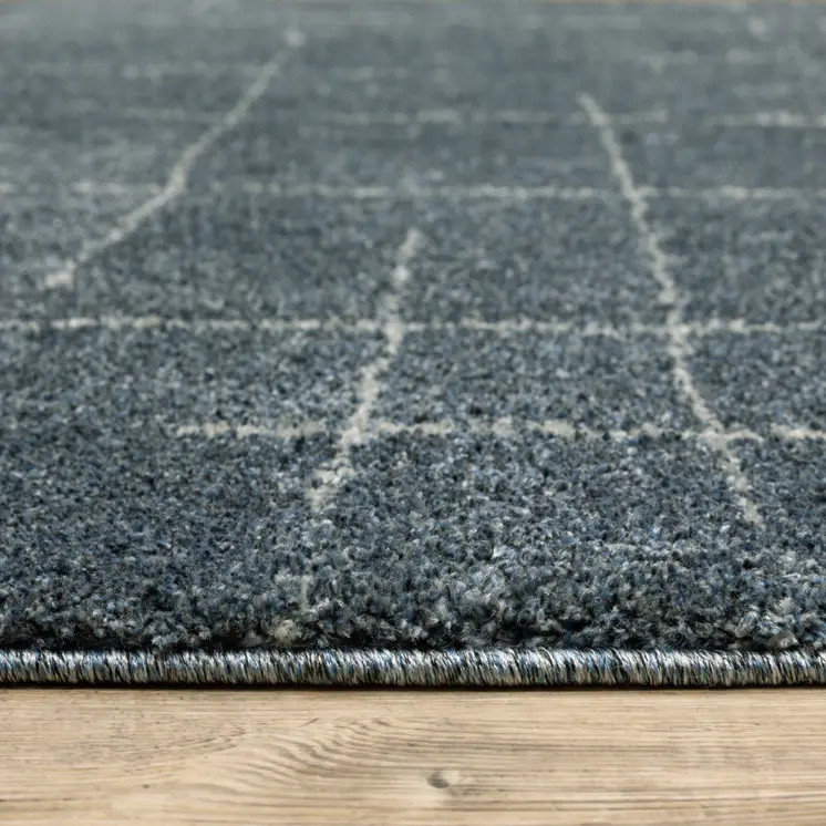 8' X 11' Blue and Gray Geometric Power Loom Area Rug