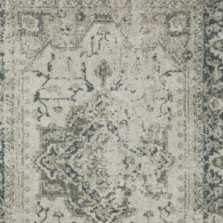 8' X 11' Blue and Gray Oriental Power Loom Area Rug