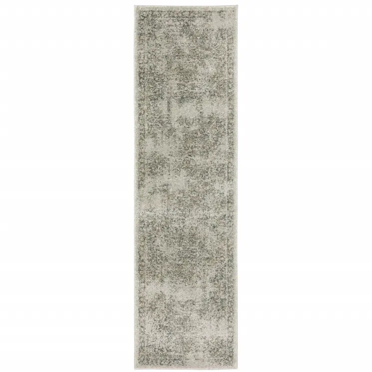 8' Beige And Gray Oriental Distressed Runner Rug