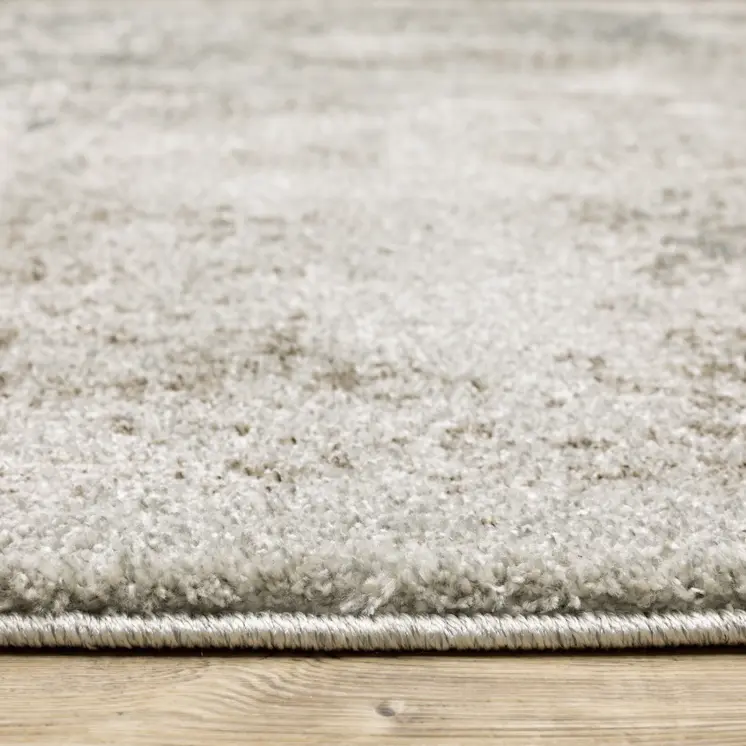 8' Beige And Gray Oriental Distressed Runner Rug