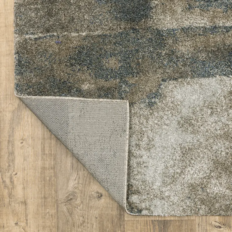 7' X 10' Teal Blue Geometric Power Loom Area Rug