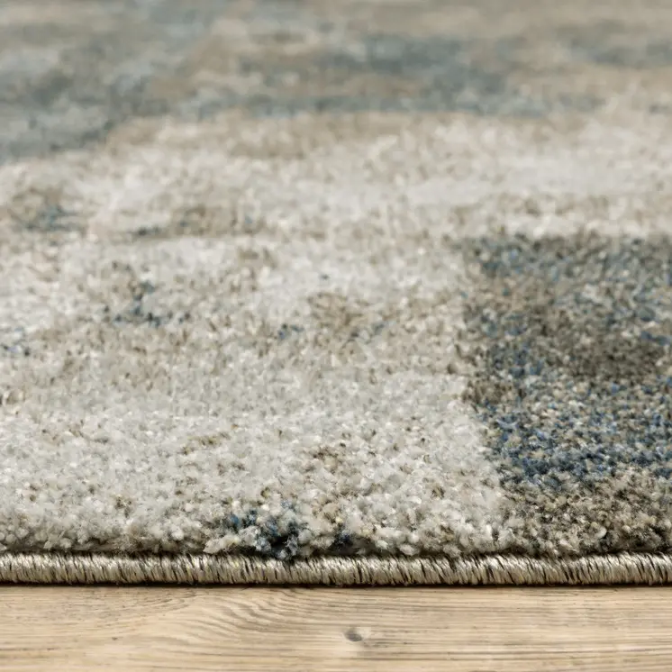 10' X 13' Teal Blue Geometric Power Loom Area Rug