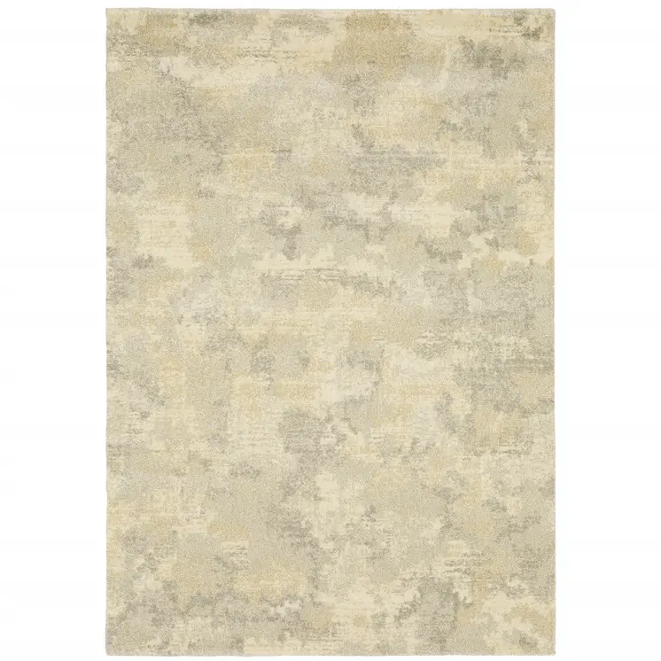 10' X 13' Grey Ivory Beige And Taupe Abstract Power Loom Stain Resistant Area Rug