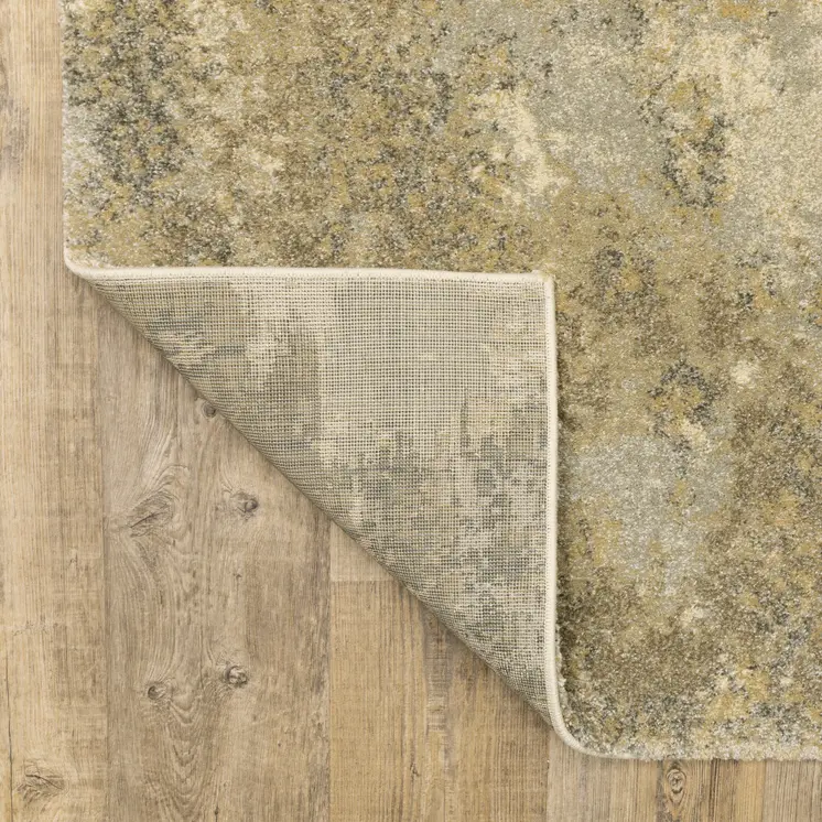 8' X 11' Beige and Gold Abstract Power Loom Area Rug