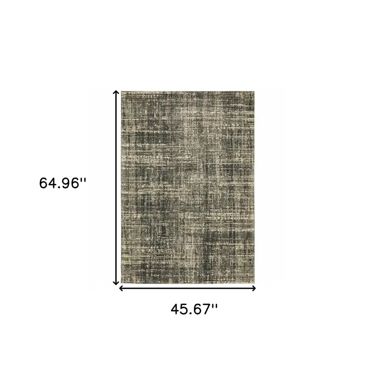 3' X 5' Charcoal Grey Beige And Tan Abstract Power Loom Stain Resistant Area Rug