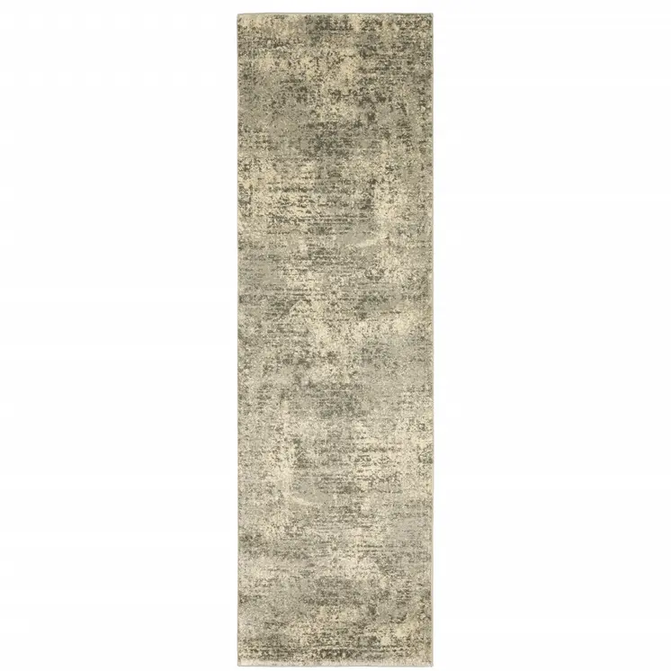 2' X 8' Grey Ivory Beige And Taupe Oriental Power Loom Stain Resistant Runner Rug