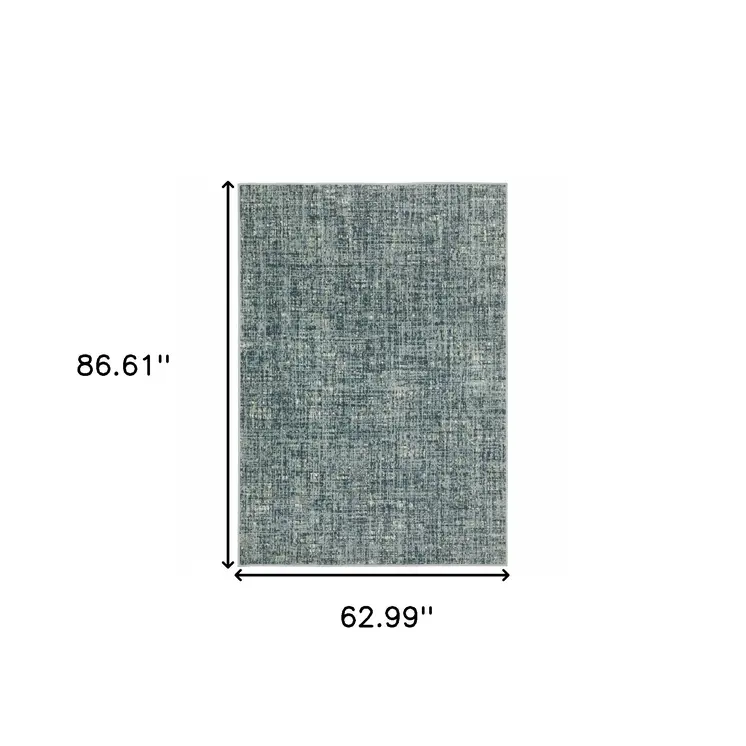 5' X 7' Dark Blue Light Blue Grey Ivory And Beige Abstract Power Loom Stain Resistant Area Rug