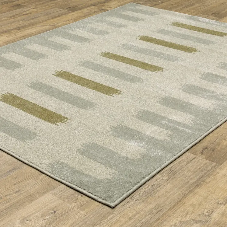 7' X 9' Beige And Ivory Geometric Area Rug