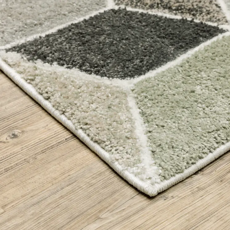 7' X 10' Ivory Gray And Charcoal Geometric Area Rug