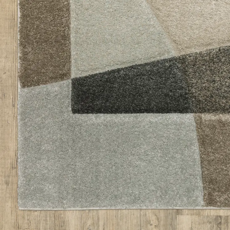 6' X 9' Beige Geometric Power Loom Stain Resistant Area Rug