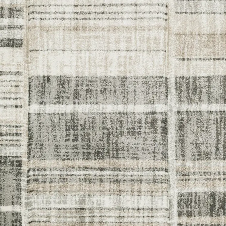 8' X 11' Grey Charcoal Ivory Tan Brown And Beige Geometric Power Loom Stain Resistant Area Rug