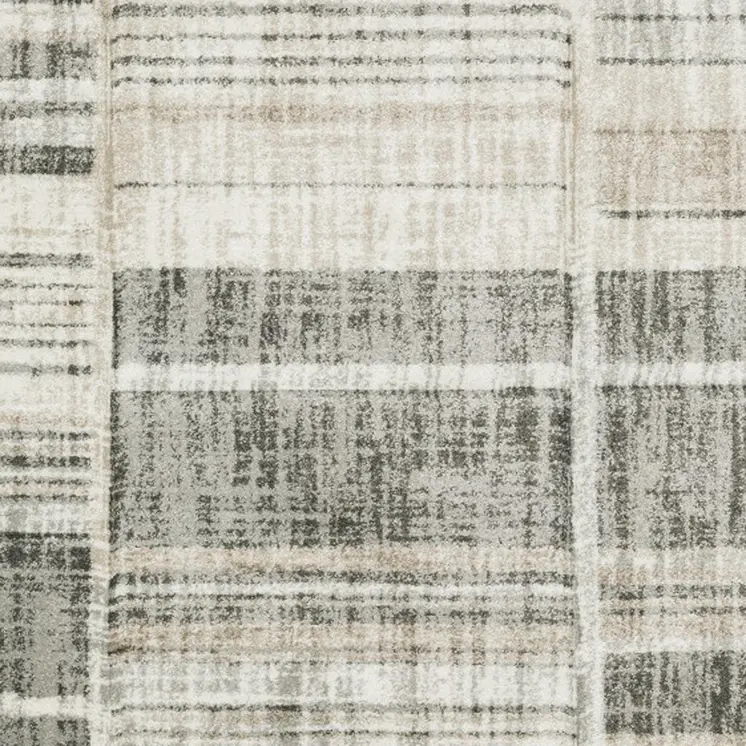 10' X 13' Grey Charcoal Ivory Tan Brown And Beige Geometric Power Loom Stain Resistant Area Rug