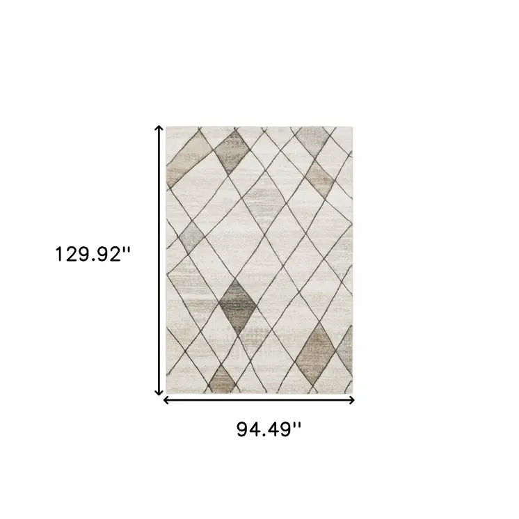 8' X 11' Beige And Gray Geometric Area Rug