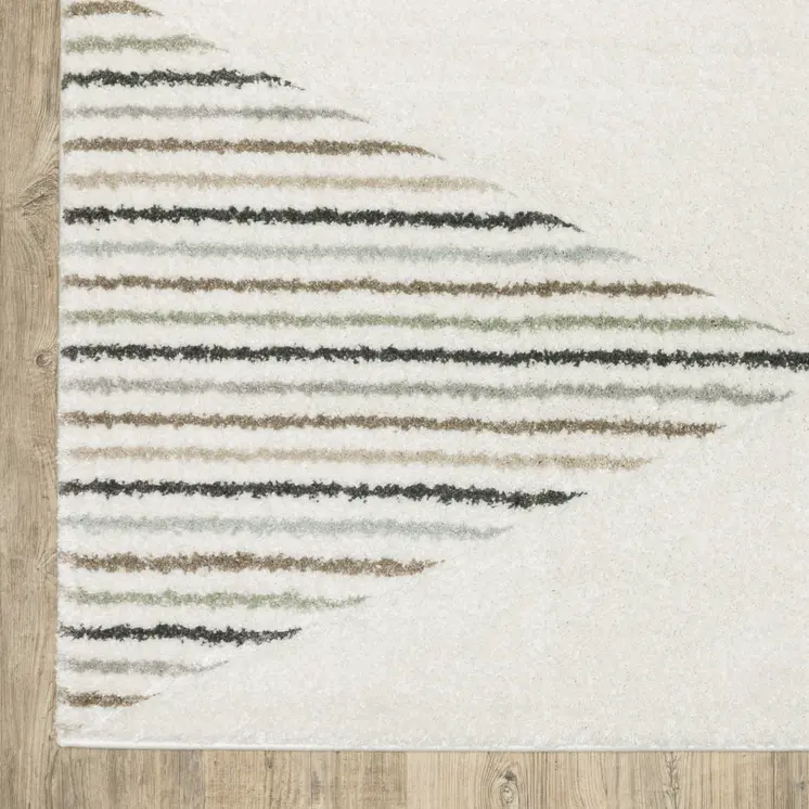 10' X 13' Beige Grey Sage Green Pale Blue Brown And Charcoal Geometric Power Loom Stain Resistant Area Rug