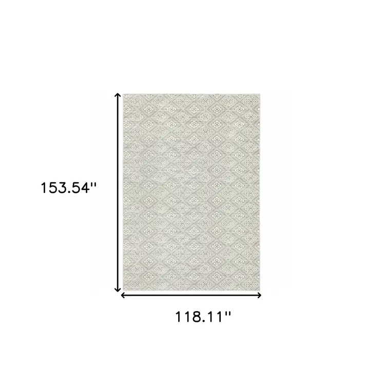 10' X 13' Light Gray And Gray Geometric Distressed Area Rug