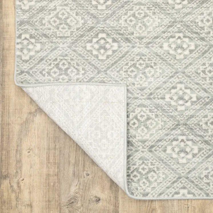 10' X 13' Light Gray And Gray Geometric Distressed Area Rug