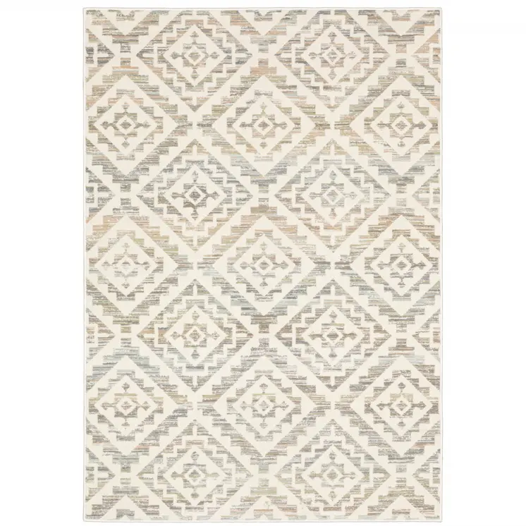 10' X 13' Grey Pink And Sage Geometric Power Loom Stain Resistant Area Rug