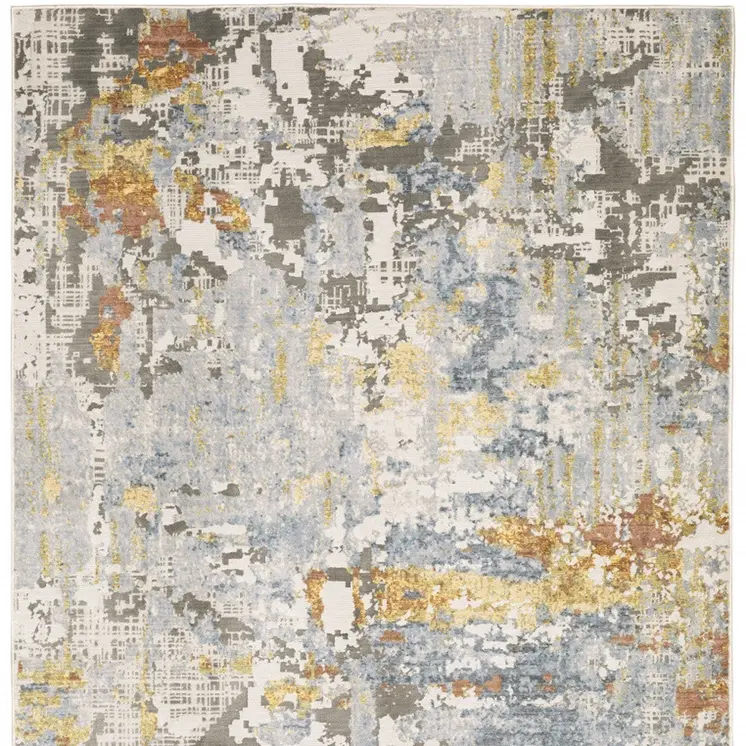 3' X 5' Beige And Blue Abstract Area Rug