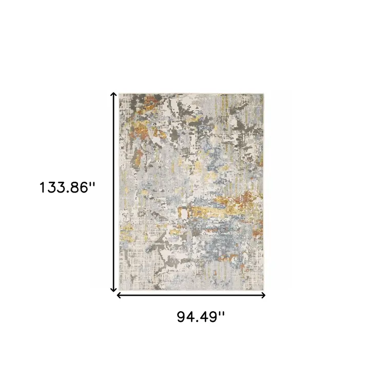 8' X 11' Beige And Blue Abstract Area Rug