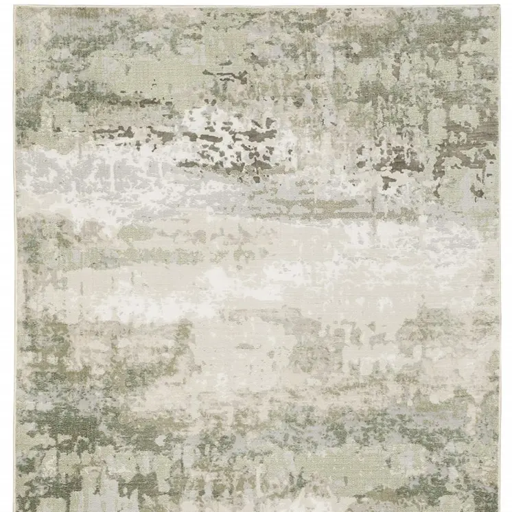 6' X 9' Beige Grey Brown And Sage Green Abstract Power Loom Stain Resistant Area Rug