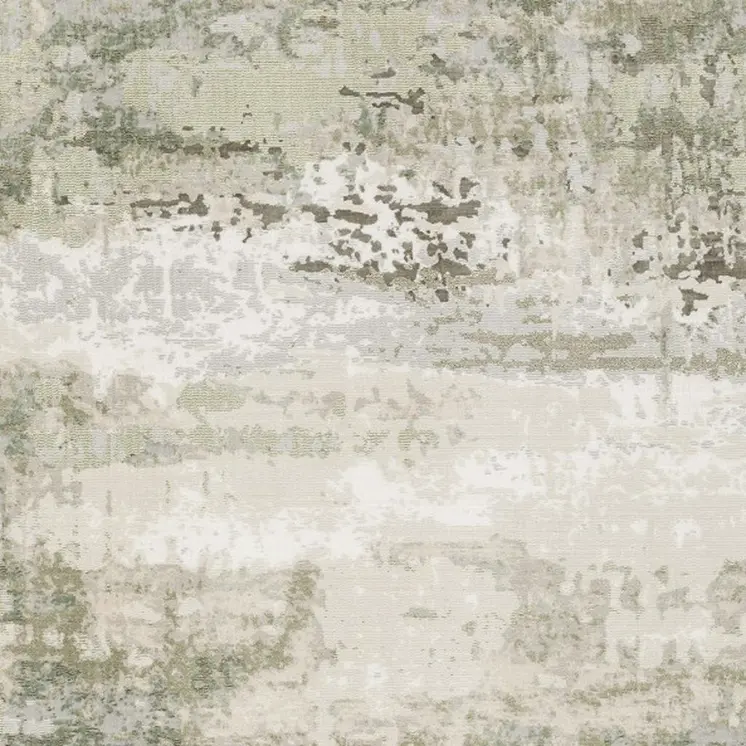 6' X 9' Beige Grey Brown And Sage Green Abstract Power Loom Stain Resistant Area Rug