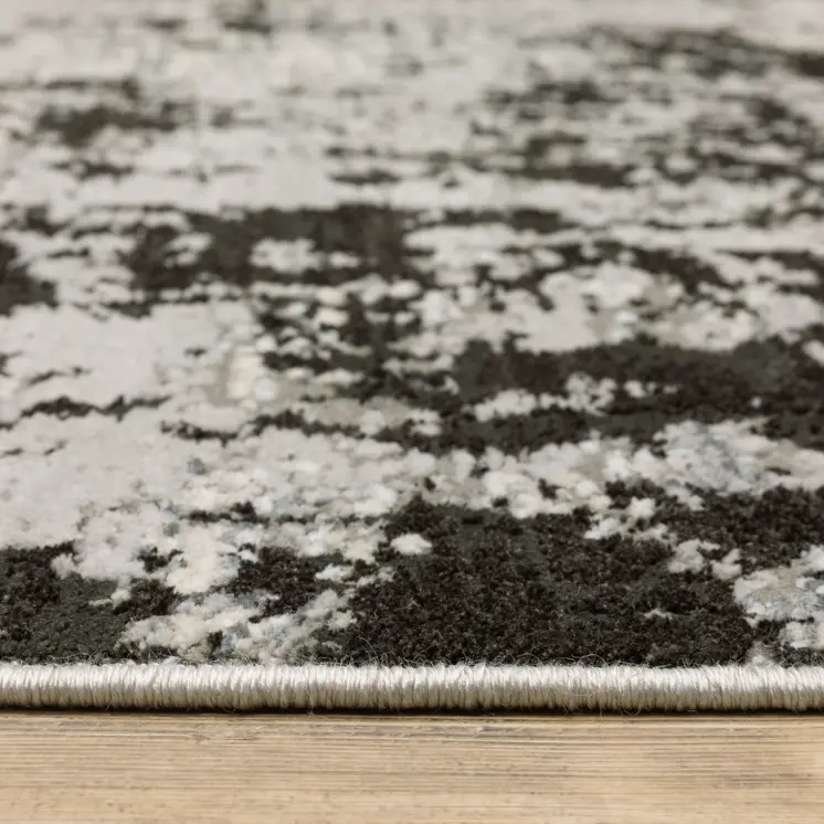 8' X 11' Gray And Black Abstract Distressed Area Rug