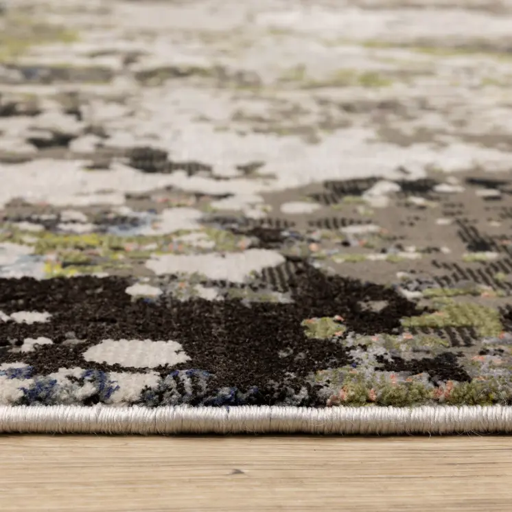 7' X 10' Gray And Green Abstract Area Rug