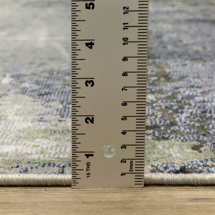 7' X 10' Blue And Green Abstract Area Rug
