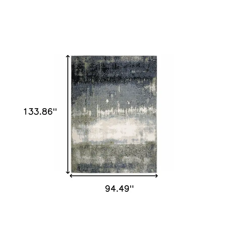 8' X 11' Blue And Green Abstract Area Rug