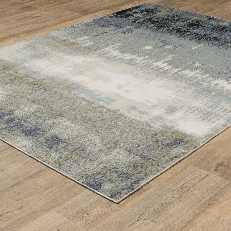 8' X 11' Blue And Green Abstract Area Rug