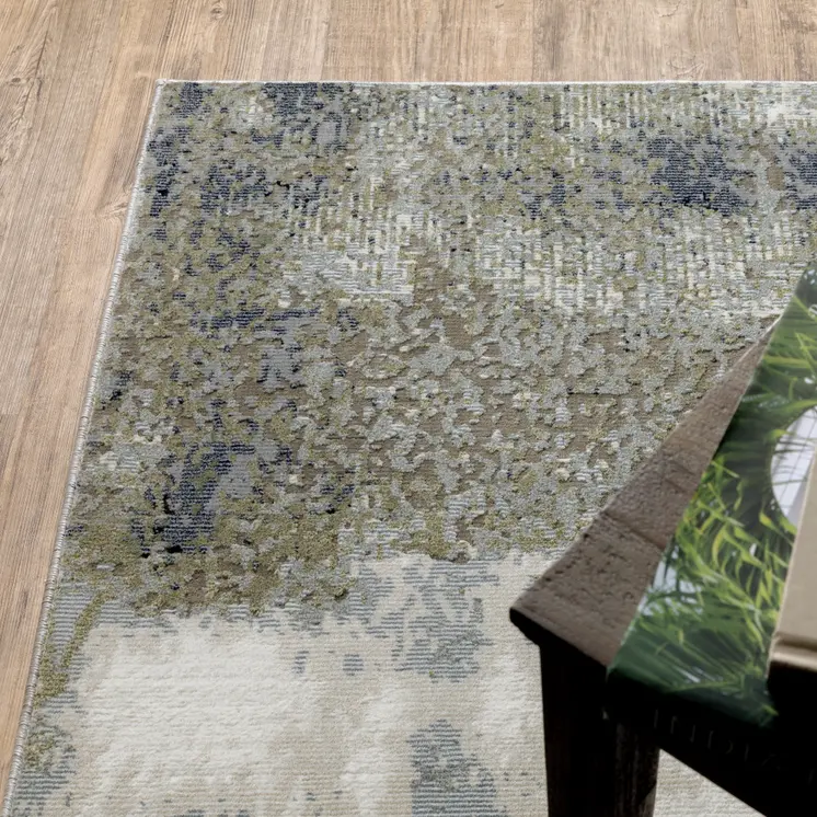 8' X 11' Blue And Green Abstract Area Rug