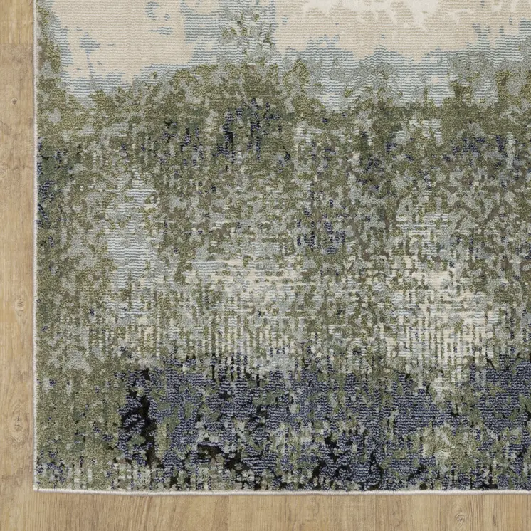 8' X 11' Blue And Green Abstract Area Rug