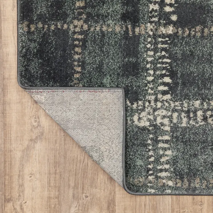 2' X 8' Blue And Ivory Geometric Power Loom Stain Resistant Runner Rug