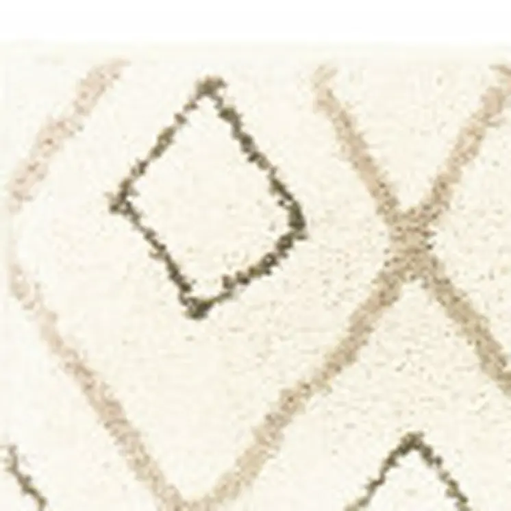 7' X 9' Gray And Ivory Geometric Shag Area Rug