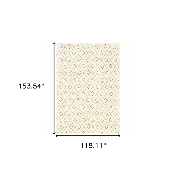 10' X 13' Sand Ash Grey And Ivory Geometric Power Loom Stain Resistant Area Rug