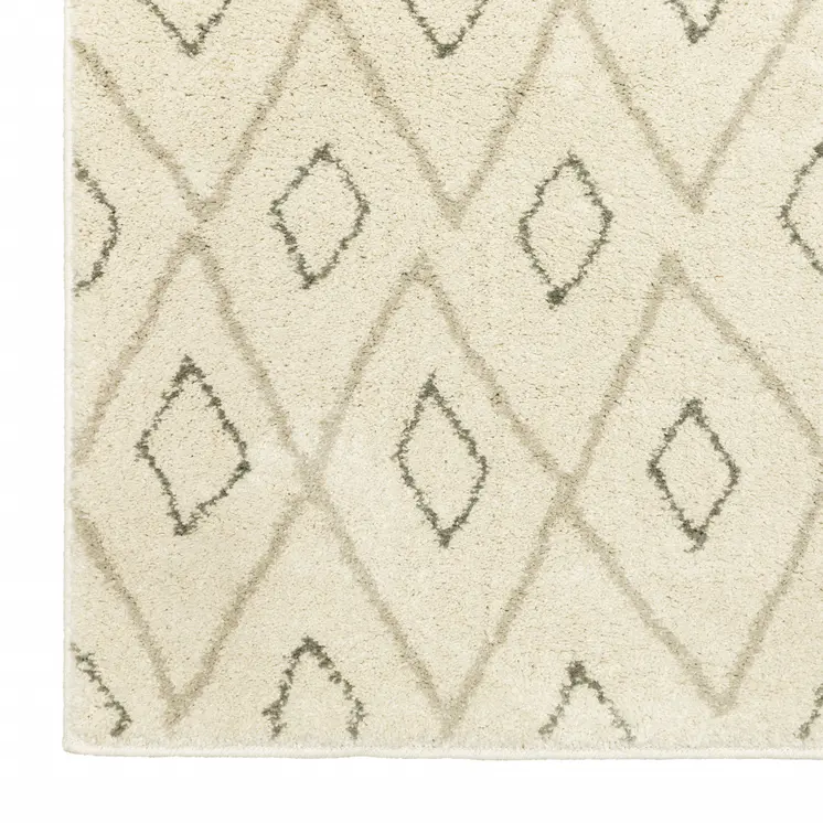 10' X 13' Sand Ash Grey And Ivory Geometric Power Loom Stain Resistant Area Rug