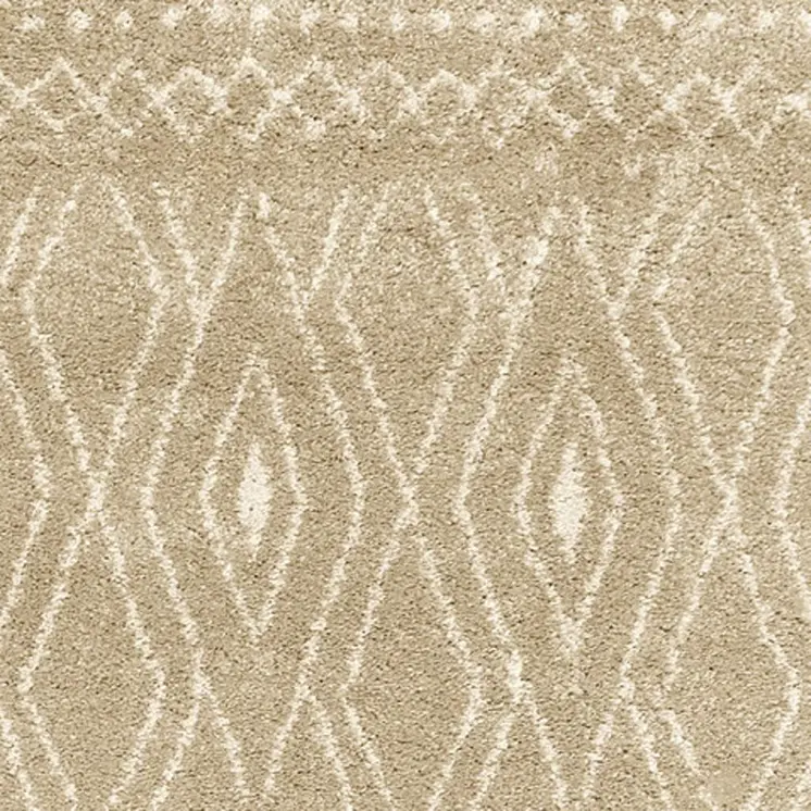 8' Sand And Ivory Geometric Power Loom Runner Rug