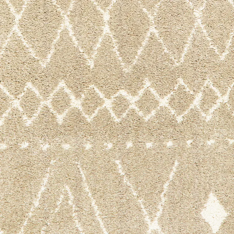 2' X 3' Sand And Ivory Geometric Power Loom Stain Resistant Area Rug