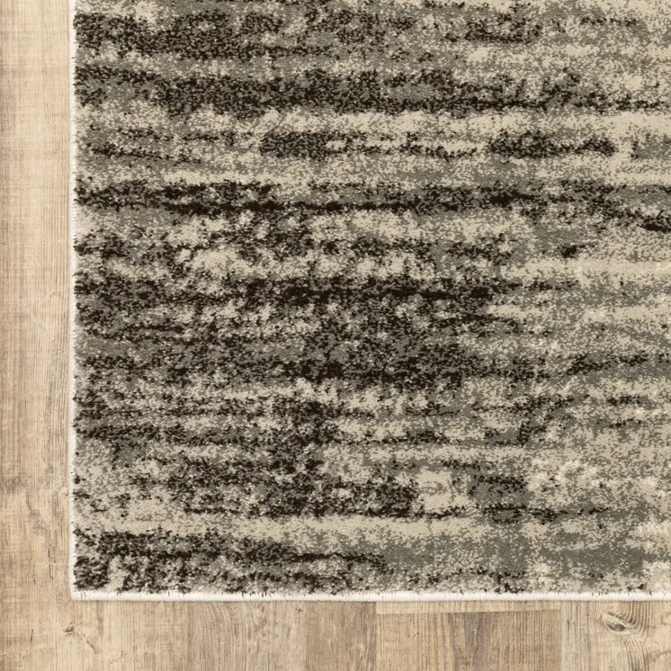 2' X 8' Beige And Grey Abstract Power Loom Stain Resistant Runner Rug