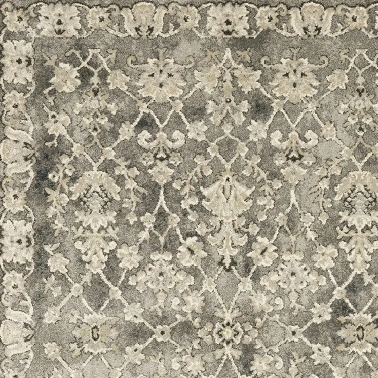 5' X 8' Gray And Beige Oriental Area Rug