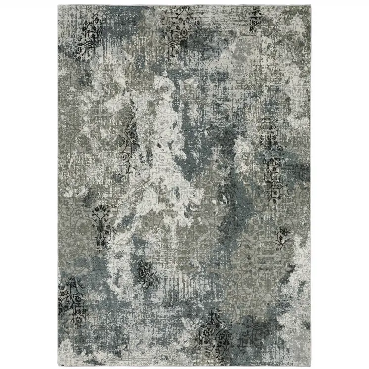5' X 8' Gray and Ivory Abstract Power Loom Area Rug
