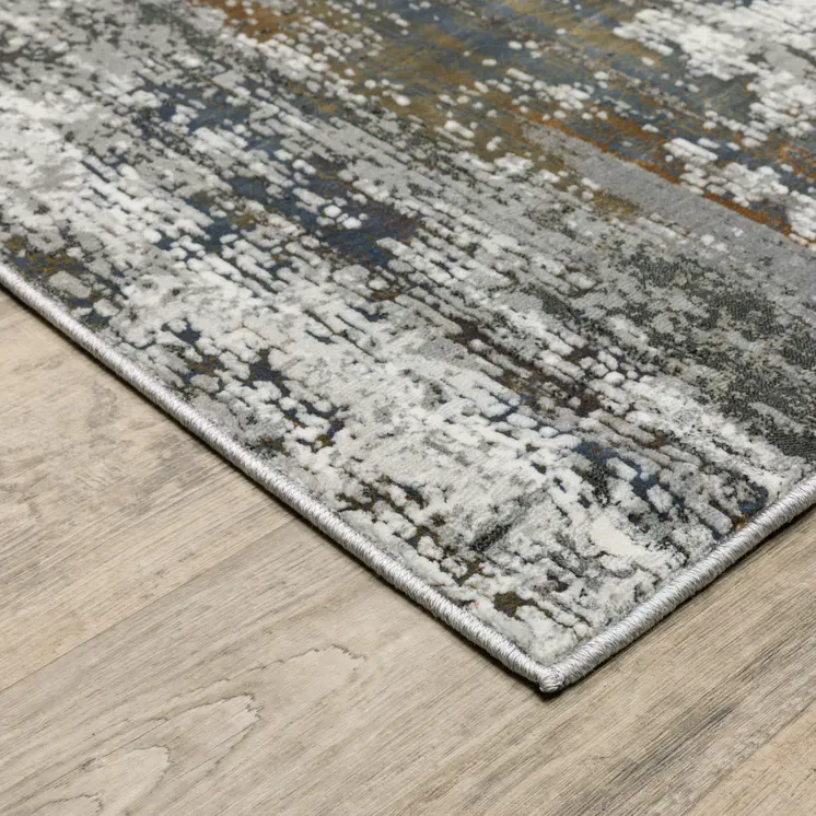 8' X 11' Charcoal And Gray Abstract Distressed Area Rug