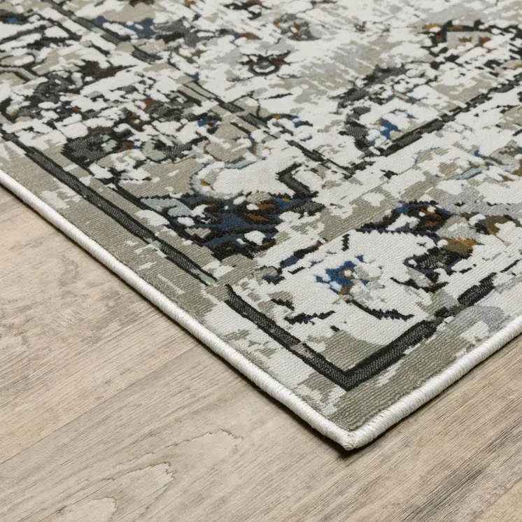 4' X 6' Charcoal And Gray Oriental Distressed Area Rug